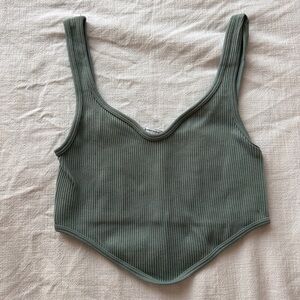 Zara Sage Green Ribbed Tank Top